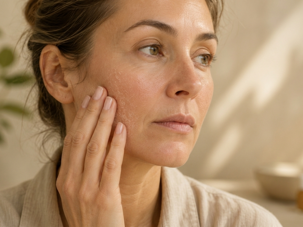 Dehydrated skin showing dryness and visible fine lines from lack of hydration