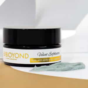 Velvet Exfoliator by BIOYOND gentle facial exfoliator with smooth refining texture in glass jar